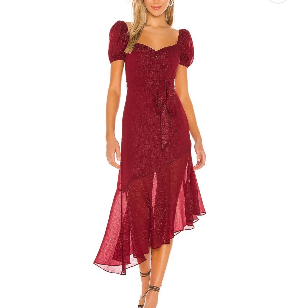 Red sparkle midi dress XS